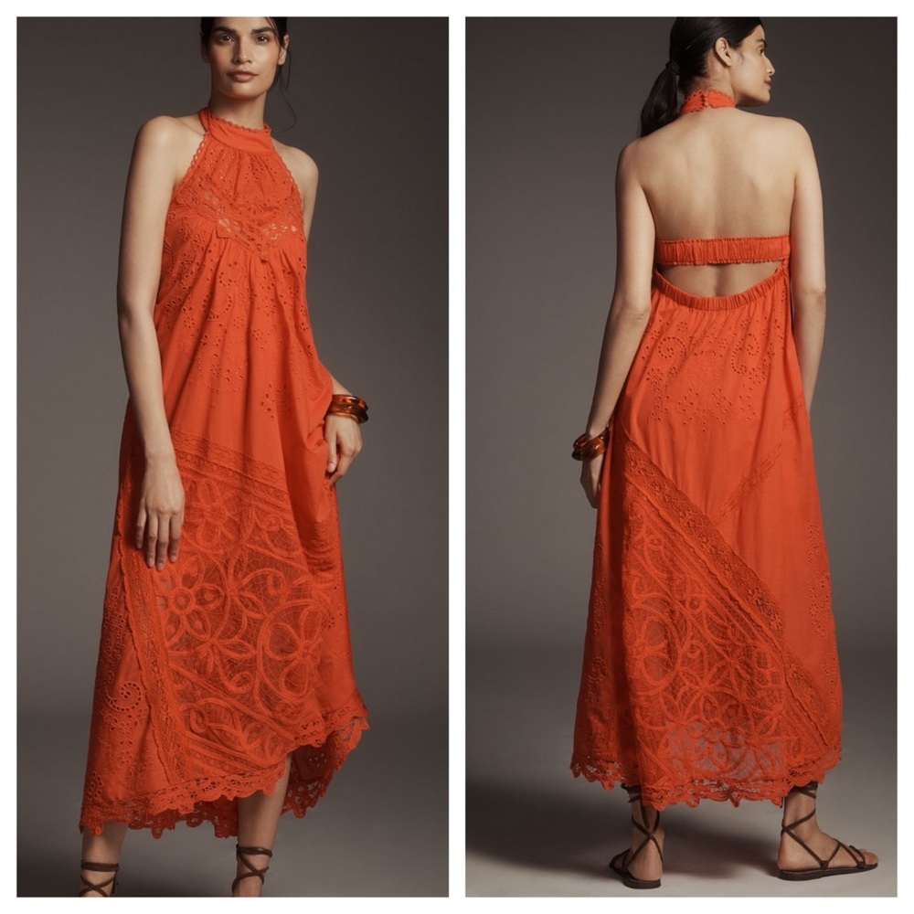 NWT Anthropologie Halter Cutwork Lace Dress, XS - Picture 5 of 17